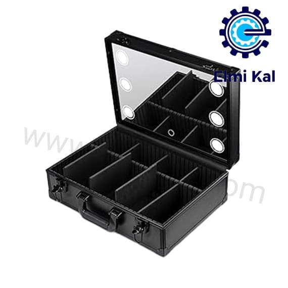 کیف آلومینیومی_ مشکی_ با آینه و پارتیشن‌بندی 01